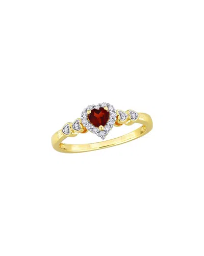 Rina Limor Silver 0.46 Ct. Tw. Diamond & Lab-grown Created White Sapphire, Garnet Halo Ring In Multi