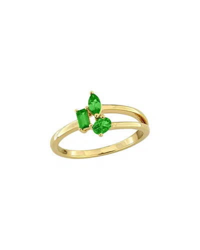 Rina Limor Silver 0.53 Ct. Tw. Tsavorite Split-shank Ring In Green