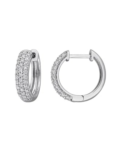 Rina Limor Silver 0.54 Ct. Tw. Created White Moissanite Hoop Earrings In Metallic