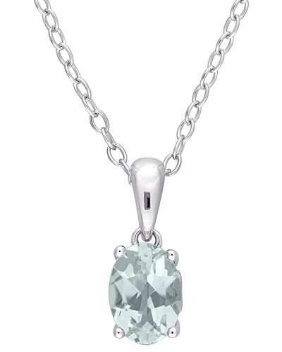 Rina Limor Silver 0.60 Ct. Tw. Aquamarine Solitaire Pendant Necklace