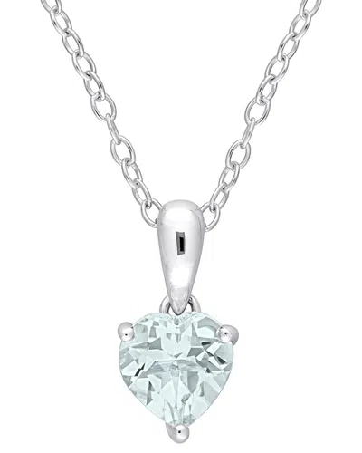 Rina Limor Silver 0.65 Ct. Tw. Aquamarine Heart Necklace
