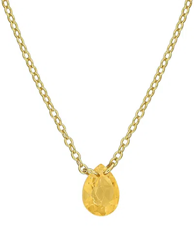 Rina Limor Silver 0.65 Ct. Tw. Citrine Solitaire Necklace In Gold