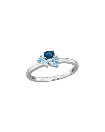 Rina Limor Silver 0.66 Ct. Tw. Blue Topaz Three-stone Ring In Metallic