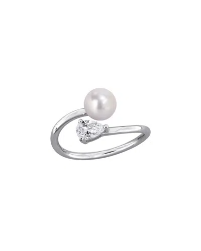 Rina Limor Silver 0.67 Ct. Tw. Lab-grown Gemstone & 6-6.5mm Pearl Ring