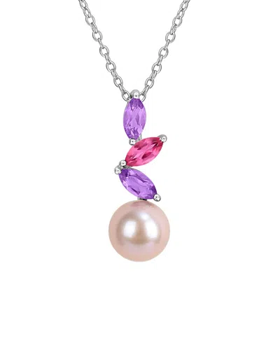 Rina Limor Silver 0.70 Ct. Tw. Gemstone & 8-8.5mm Pearl Pendant In Multi