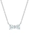 Rina Limor Silver 0.71 Ct. Tw. Diamond & Aquamarine Heart Bow Necklace