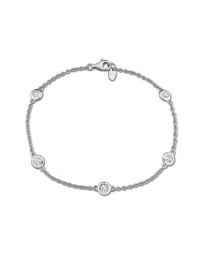 Rina Limor Silver 0.75 Ct. Tw. Created White Sapphire Cable Chain Bracelet In Metallic
