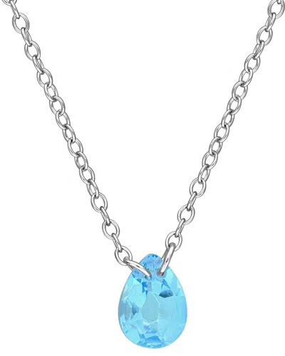 Rina Limor Silver 0.80 Ct. Tw. Swiss Blue Topaz Solitaire Necklace In Metallic