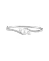Rina Limor Silver 0.84 Ct. Tw. White Sapphire 6-6.5mm & 9-9.5mm Pearl Bangle