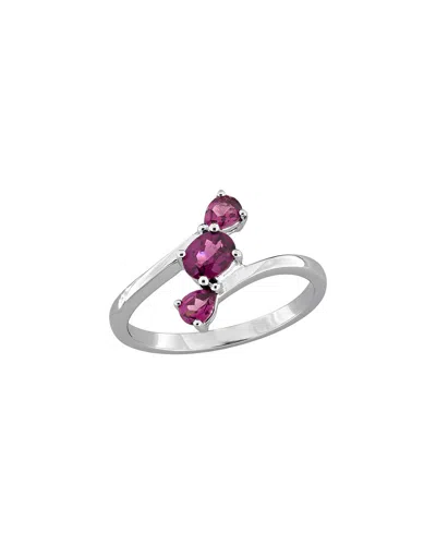 Rina Limor Silver 0.85 Ct. Tw. Rhodolite Three-stone Bypass Ring In Purple
