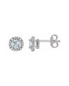 Rina Limor Silver 0.87 Ct. Tw. Diamond & Aquamarine Halo Studs