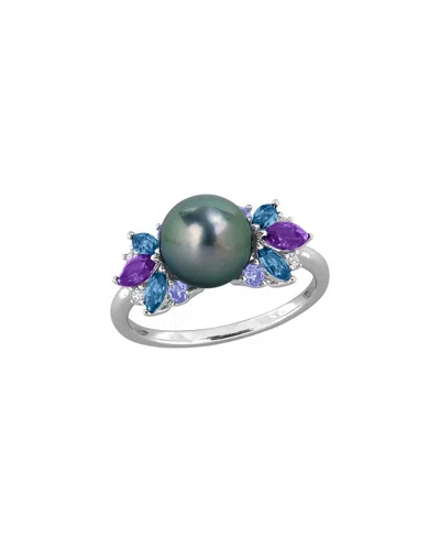 Rina Limor Silver 0.89 Ct. Tw. Pearl (multi-gem) & 8-8.5mm Pearl Ring In Metallic