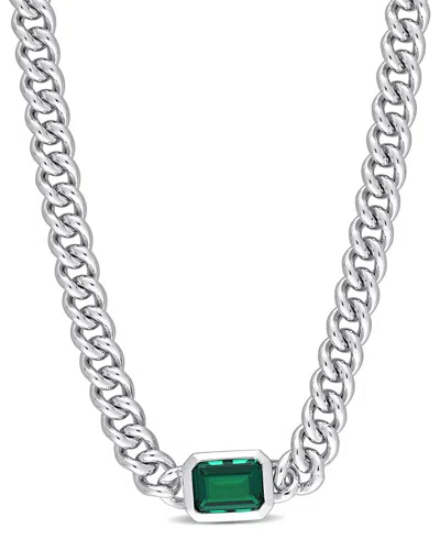 RINA LIMOR RINA LIMOR SILVER 0.90 CT. TW. EMERALD CURB LINK NECKLACE