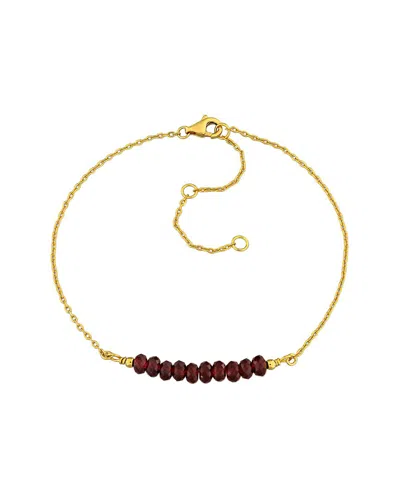 Rina Limor Silver 0.97 Ct. Tw. Garnet Bead Bar Bracelet In Gold