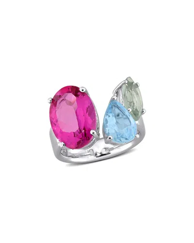 Rina Limor 10ct Tgw Pink Topaz Sky Blue Topaz Green Quartz Op
