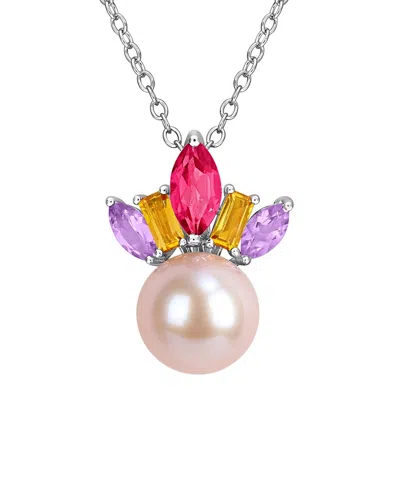 Rina Limor Silver 1.01 Ct. Tw. Pearl (multi-gem) & 7.5-8mm Pearl Pendant In Metallic