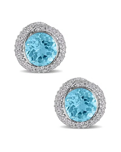 Rina Limor Silver 10.16 Ct. Tw. Blue Topaz - Sky & White Topaz Earrings