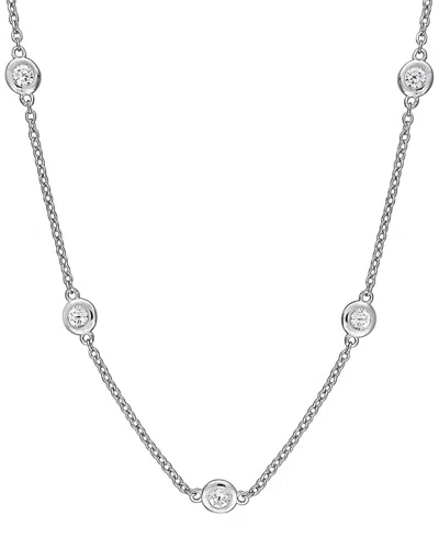 Rina Limor Silver 1.05 Ct. Tw. Lab-grown White Sapphire Station Necklace In Metallic