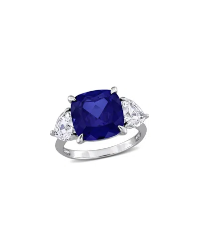 Rina Limor 10 5/8ct Tgw Created Blue Sapphire And Created Whi In Silver