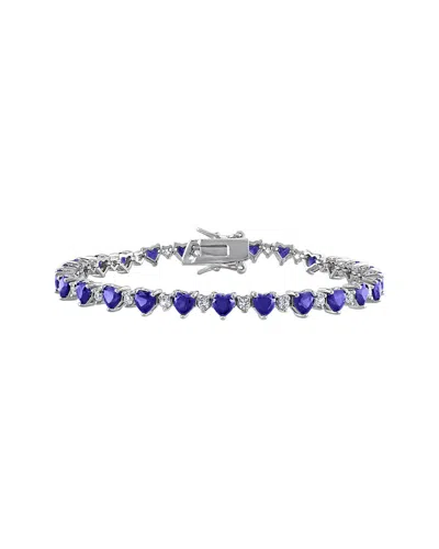 Rina Limor Silver 10.72 Ct. Tw. Lab-grown Blue And White Sapphire Heart Bracelet In Orange