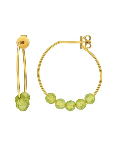 Rina Limor Silver 1.12 Ct. Tw. Peridot Hoop Earrings In Green