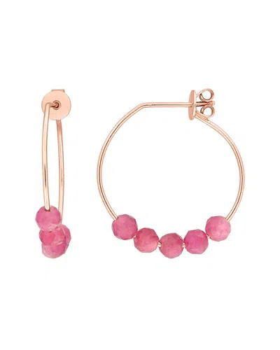 Rina Limor Silver 1.14 Ct. Tw. Pink Tourmaline Hoop Earrings In Multi