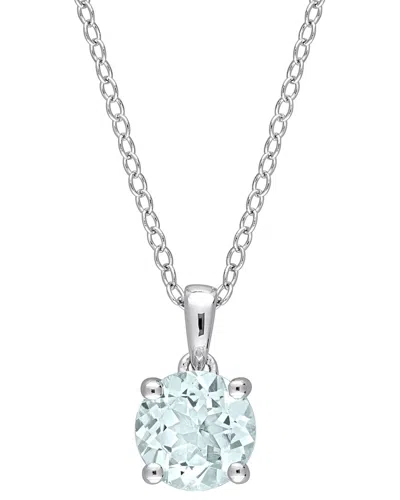 Rina Limor Silver 1.15 Ct. Tw. Aquamarine Solitaire Pendant Necklace