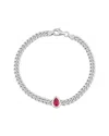 Rina Limor Silver 1.15 Ct. Tw. Ruby Curb Link Chain Bracelet