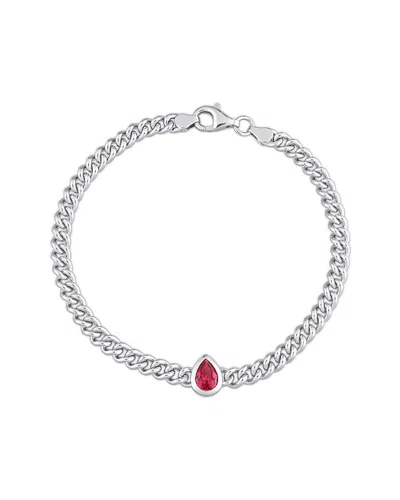 RINA LIMOR RINA LIMOR SILVER 1.15 CT. TW. RUBY CURB LINK CHAIN BRACELET