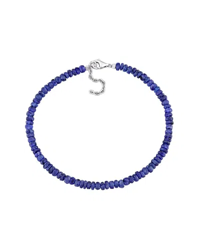 Rina Limor Silver 11.50 Ct. Tw. Blue Sapphire Beaded Bracelet In Metallic