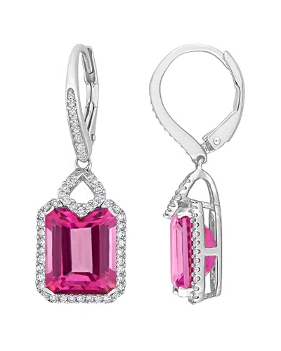 Rina Limor Silver 11.63 Ct. Tw. Diamond & Pink & White Topaz Halo Earrings
