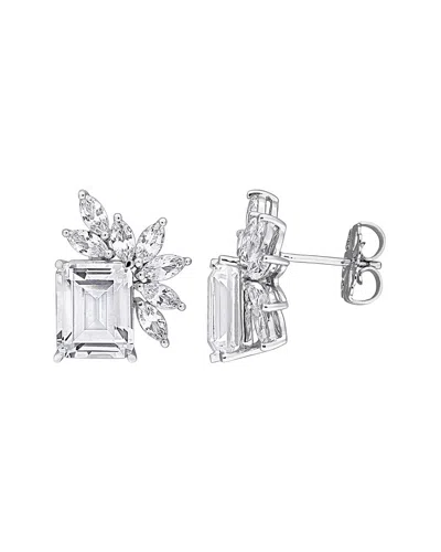 Rina Limor Silver 11.76 Ct. Tw. Lab-grown Created White Sapphire Cluster Stud Earrings In Metallic