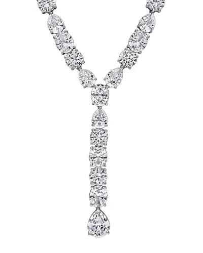 Rina Limor Silver 118.27 Ct. Tw. Lab-grown White Sapphire Lariat Necklace In Metallic