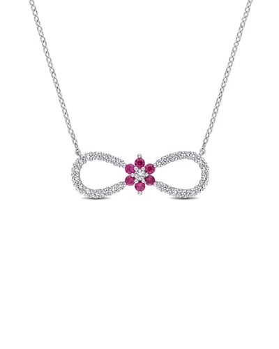 Rina Limor Silver 1.20 Ct. Tw. Gemstone Infinity Floral Necklace