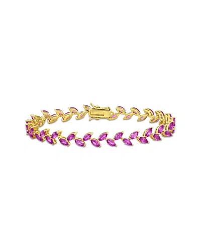 Rina Limor Silver 12.00 Ct. Tw. Lab-grown Sapphire Bracelet In Pink