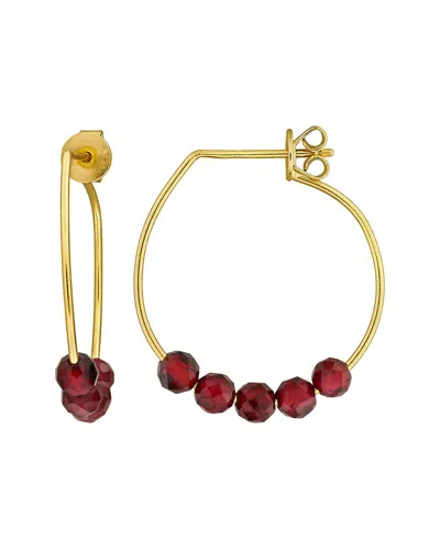 Rina Limor Silver 1.23 Ct. Tw. Garnet Hoop Earrings In Gold