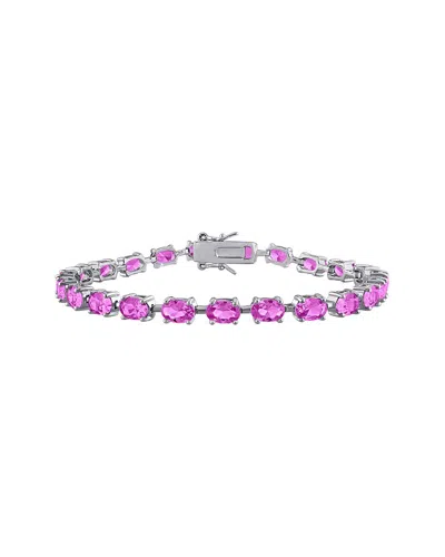 Rina Limor Silver 13.34 Ct. Tw. Lab-grown Pink Sapphire Tennis Bracelet In Orange