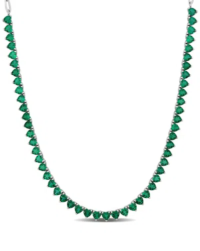 Rina Limor Silver 13.36 Ct. Tw. Lab-grown Emerald Necklace