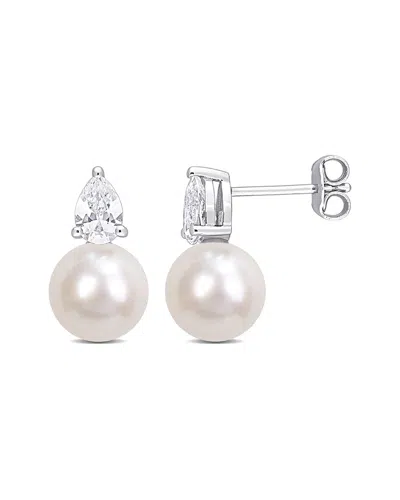 RINA LIMOR RINA LIMOR SILVER 1.34 CT. TW. SAPPHIRE PEARL STUDS