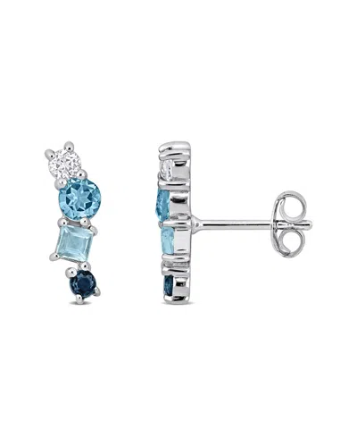 Rina Limor Silver 1.34 Ct. Tw. Swiss London Topaz & White Topaz Earrings In Blue