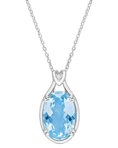 Rina Limor Silver 13.54 Ct. Tw. Sky Blue & White Topaz Solitaire Pendant Necklace