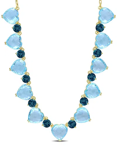 Rina Limor Silver 139.55 Ct. Tw. Gemstone Heart Necklace In Blue