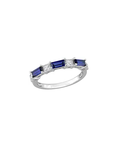 Rina Limor Silver 1.40 Ct. Tw. Lab-grown Created Blue Sapphire, Created White Sapphire Ring In Multi