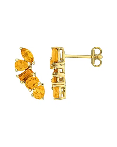 Rina Limor Silver 1.44 Ct. Tw. Citrine Stud Earrings In Gold