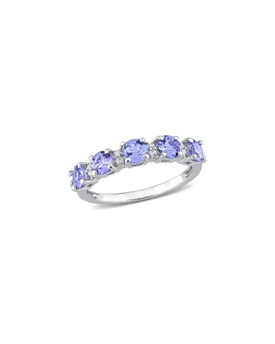 Rina Limor Silver 1.47 Ct. Tw. Tanzanite Half-eternity Ring In Blue