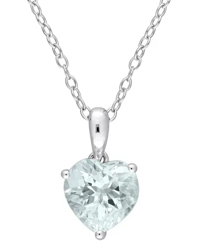 Rina Limor Silver 1.50 Ct. Tw. Aquamarine Heart Pendant Necklace In Gray