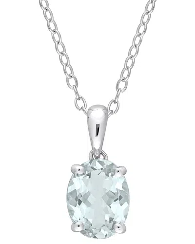 Rina Limor Silver 1.50 Ct. Tw. Aquamarine Solitaire Pendant Necklace
