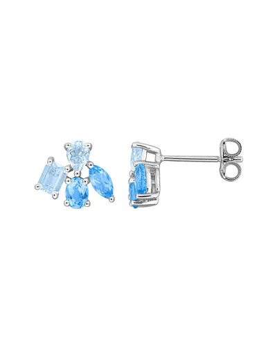 Rina Limor Silver 1.50 Ct. Tw. Blue Topaz Floral Drop Earrings In Metallic