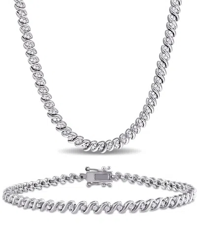 Rina Limor Silver 1.50 Ct. Tw. Diamond Necklace & Bracelet Set In Metallic