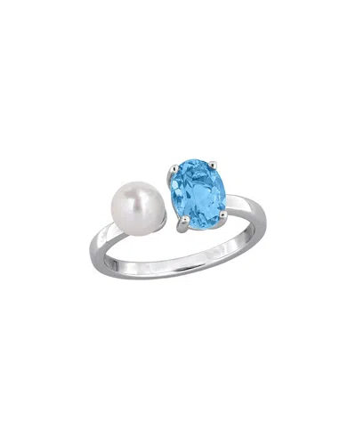 Rina Limor Silver 1.50 Ct. Tw. Gemstone & 5.5-6mm Pearl Ring In Metallic